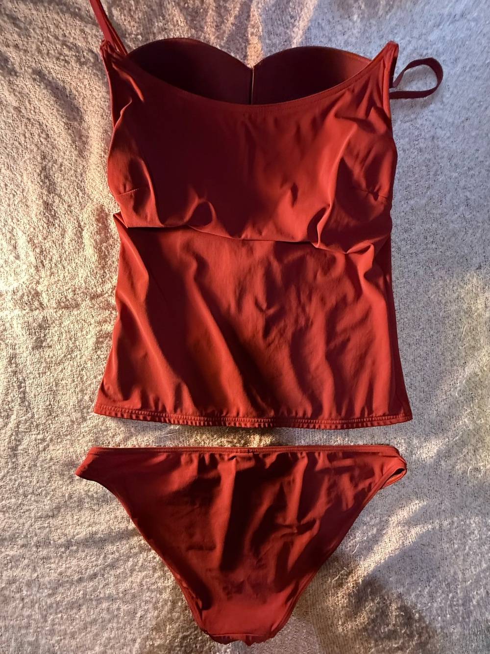 Calvin Klein 2 Pc Terracotta Swim Set Tankini Bikini Size 16 bathing suit CK - Picture 4 of 16